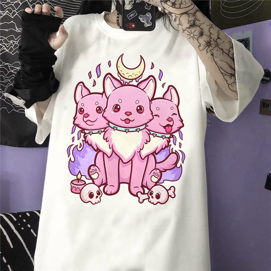 Pastel Goth Aesthetic Outfit T-Shirt Cat Neko Wings Ritual – Aesthetics  Boutique