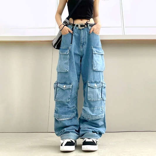 Aesthetic Y2K Indie Girl Heart Baggy Jeans Wide Pants for Women – Aesthetics  Boutique
