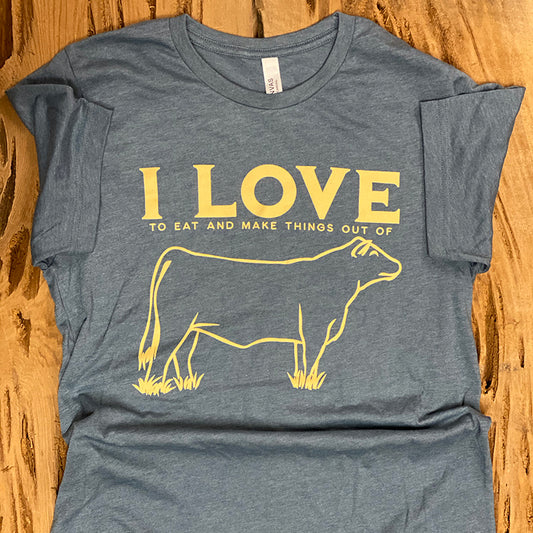 I Love Cows Tshirt - Heather Cardinal Color – DG Saddlery Store