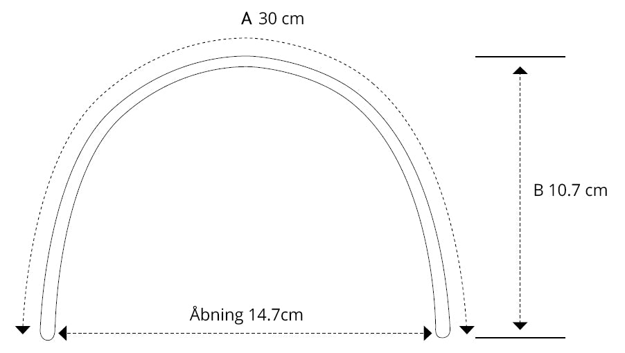 Trollbeads 頭飾 mål - længden 30 厘米，Åbning 14.7 厘米，højde 10.7 厘米