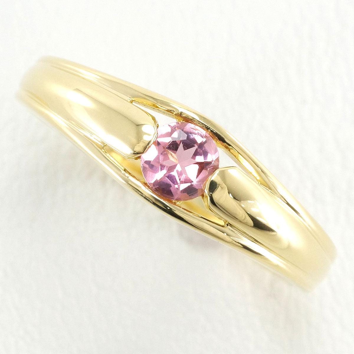 ダイヤモンド×ピンクトルマリン リング K18YG 0.05ct 5.5g 【ネット