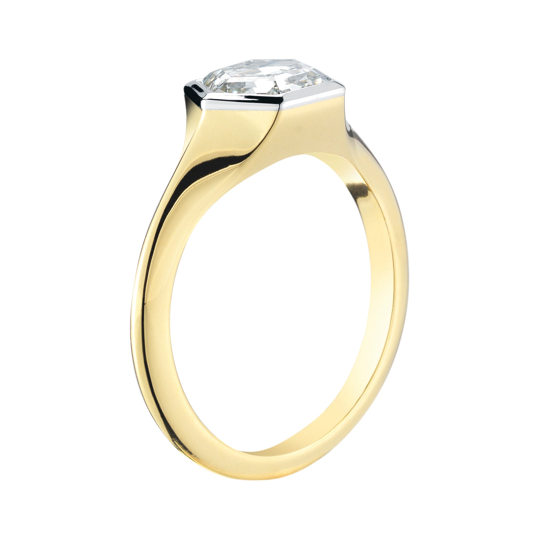 Hexagon Diamond Engagement Ring