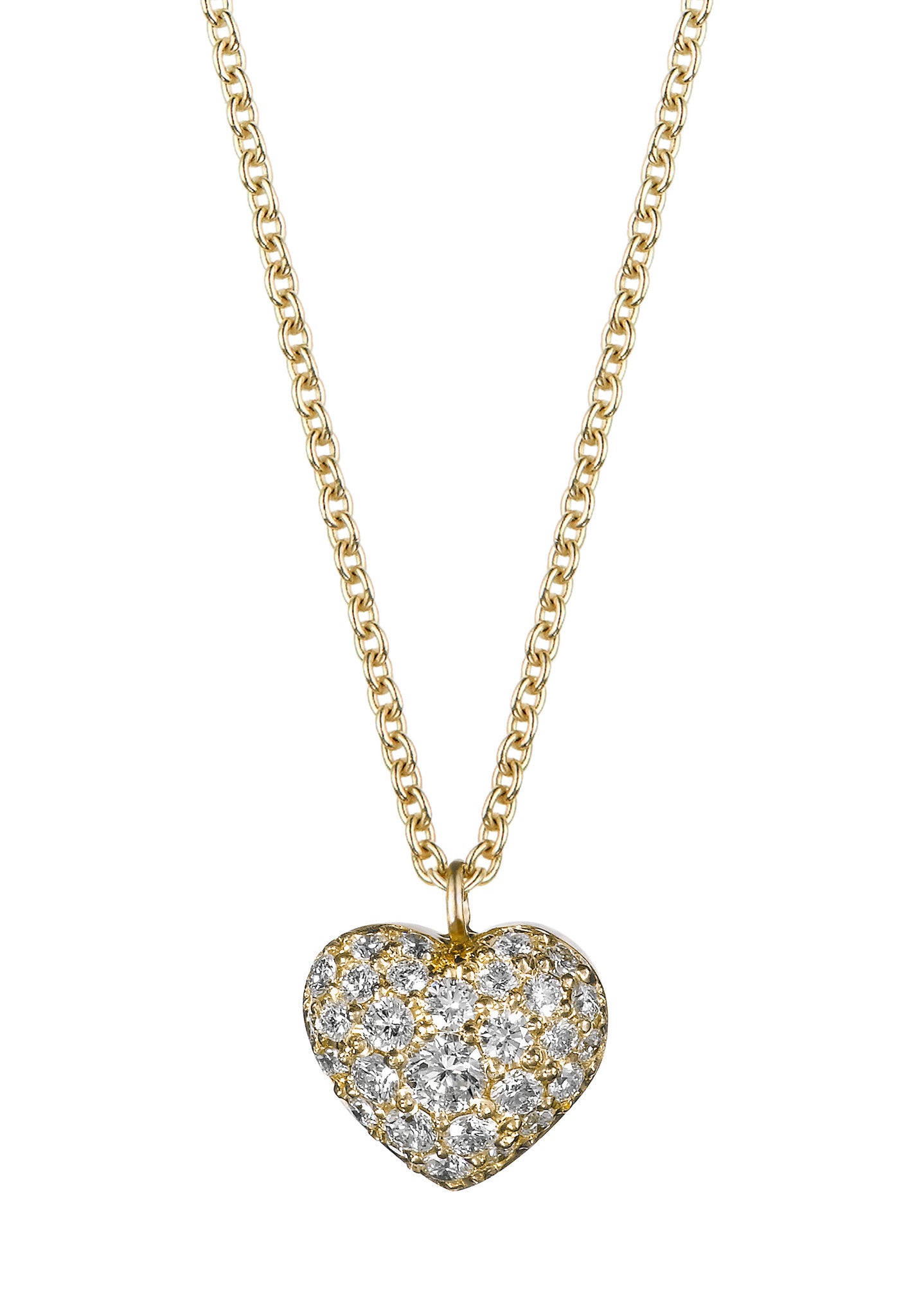 Puffed Diamond Heart Necklace