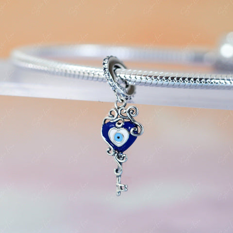 heart shape key evil eye amulet charm