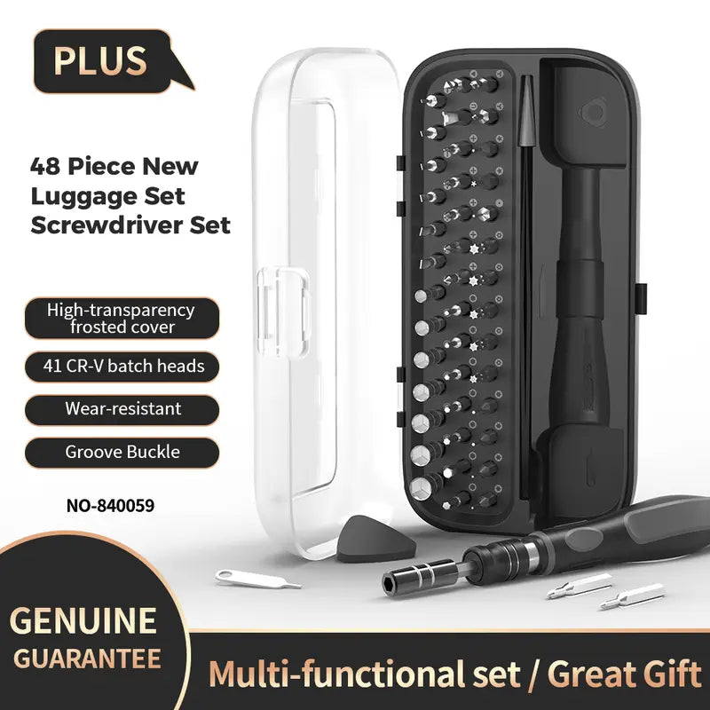 Outfacsmall Screwdriver Set, 48 in 1 Mini Manual Screwdriver Set with Metal Case, S2 Precision Bits, Pocketable Magnetic Professional Repair Tool Kit for Glasses, Watch, Computer, PC, Electronics