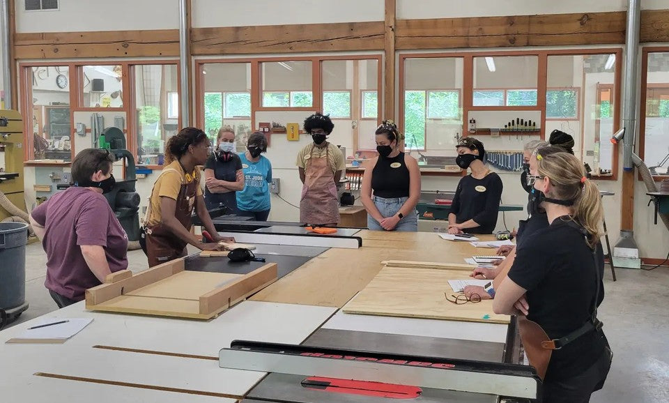Char Miller-King teaching woodshop class at Penland School of Craft