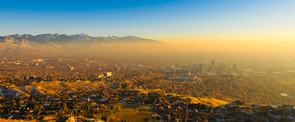 Picture of inversion pollution over salt lake city utah