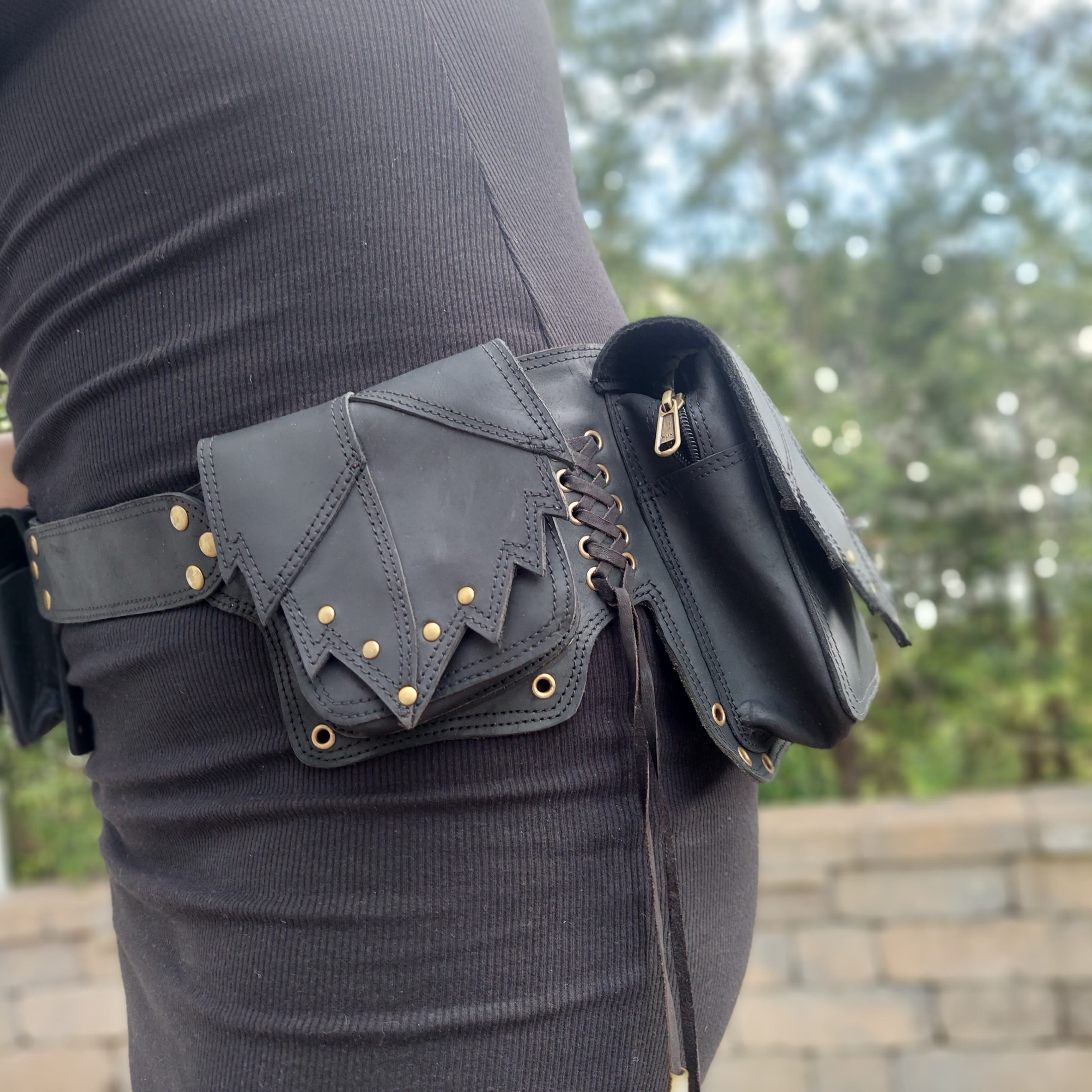 leather hip pouch belt