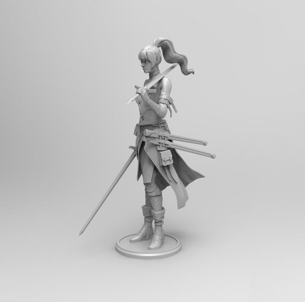 B177 - The Beauty female Sword master , STL 3D model design print down ...