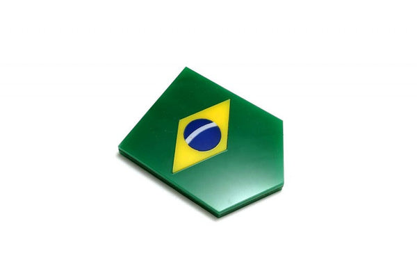 Car emblem badge with flag of Brasil - decoinfabric