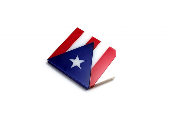 Car emblem badge with flag of Puerto Rico - decoinfabric