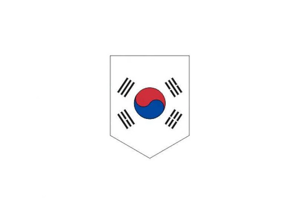 Radiator grille emblem with South Korea logo