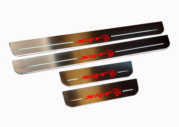 Dodge Charger 2011+ Door Sill Led Plate With SRT HELLCAT Logo - decoinfabric