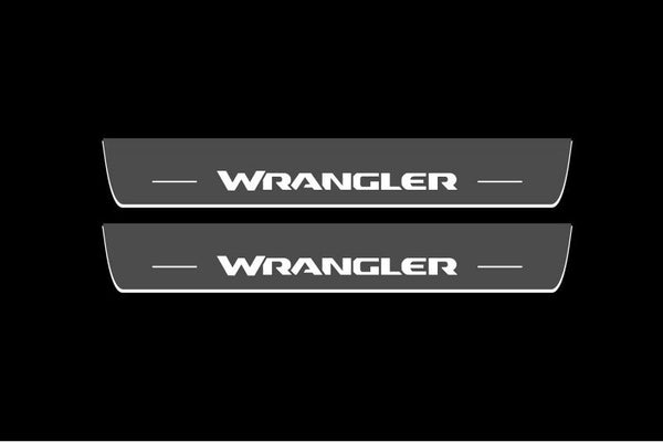 Jeep Wrangler JL Auto Door Sills With Logo Wrangler - decoinfabric