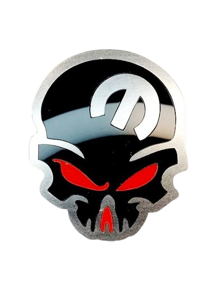 Dodge Stainless Steel tailgate trunk rear emblem with Mopar Skull logo - decoinfabric