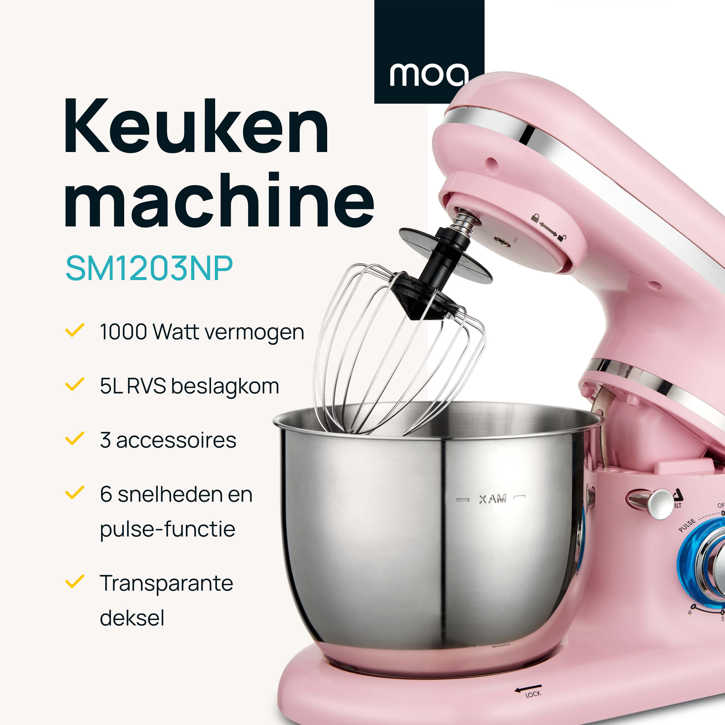 voor vertrouwen Katholiek MOA Keukenmachine - Roze - SM1203NP