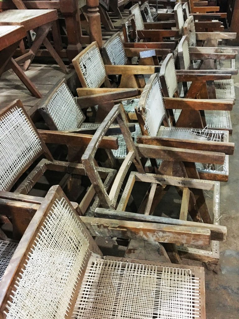 chandigar chair destroyed, trashed