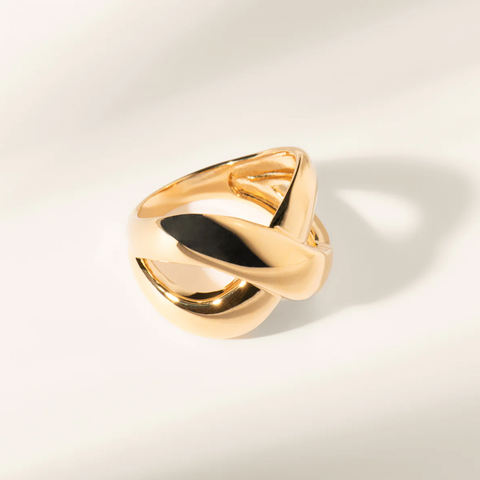 Infinite gold plated ring over thick oversize 