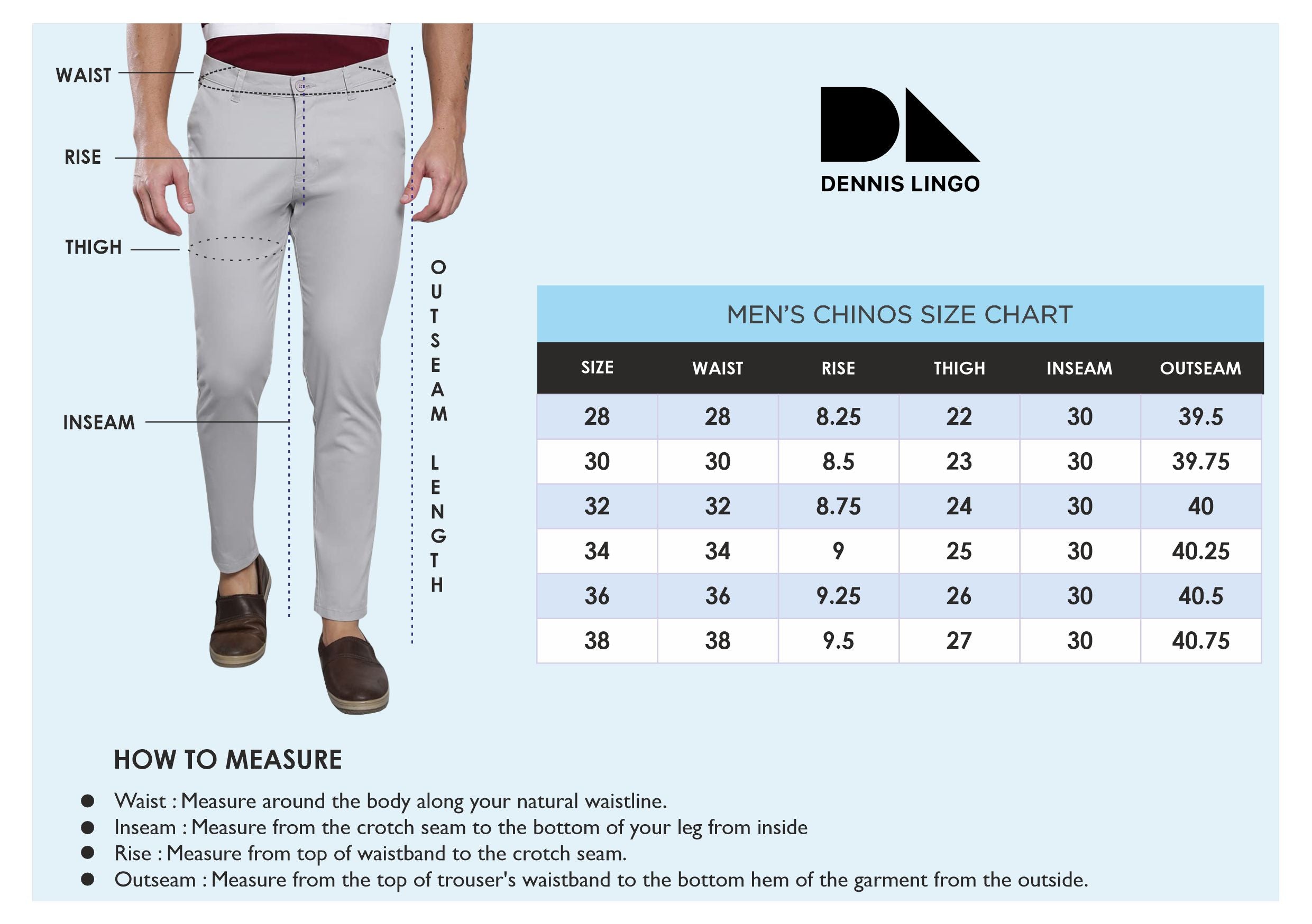 Chino Size Chart – DENNIS LINGO