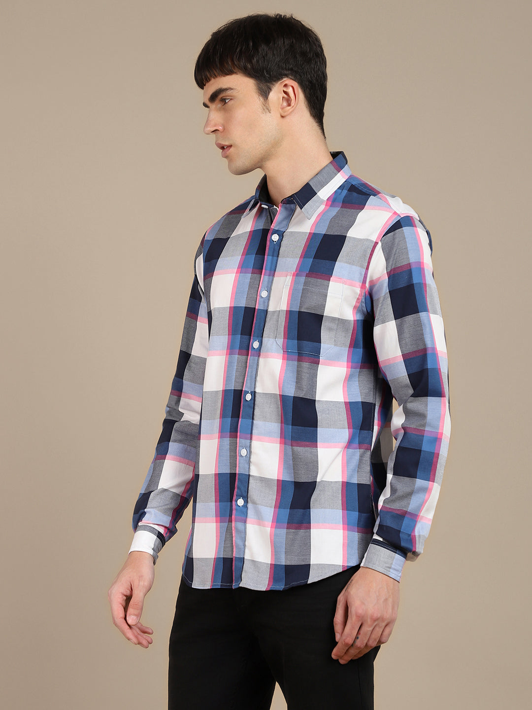 Men New Shirt High-end Sense Business Versatile Plaid Slim Fashion