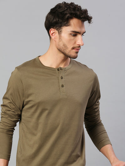 Decrum Black Long Sleeve Henley - Three Button Henley Camisetas para Hombre  [40005011]