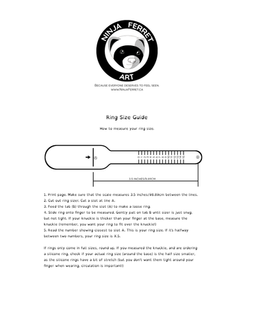 Printable ring sizing guide.