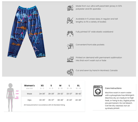 lounge pants size chart