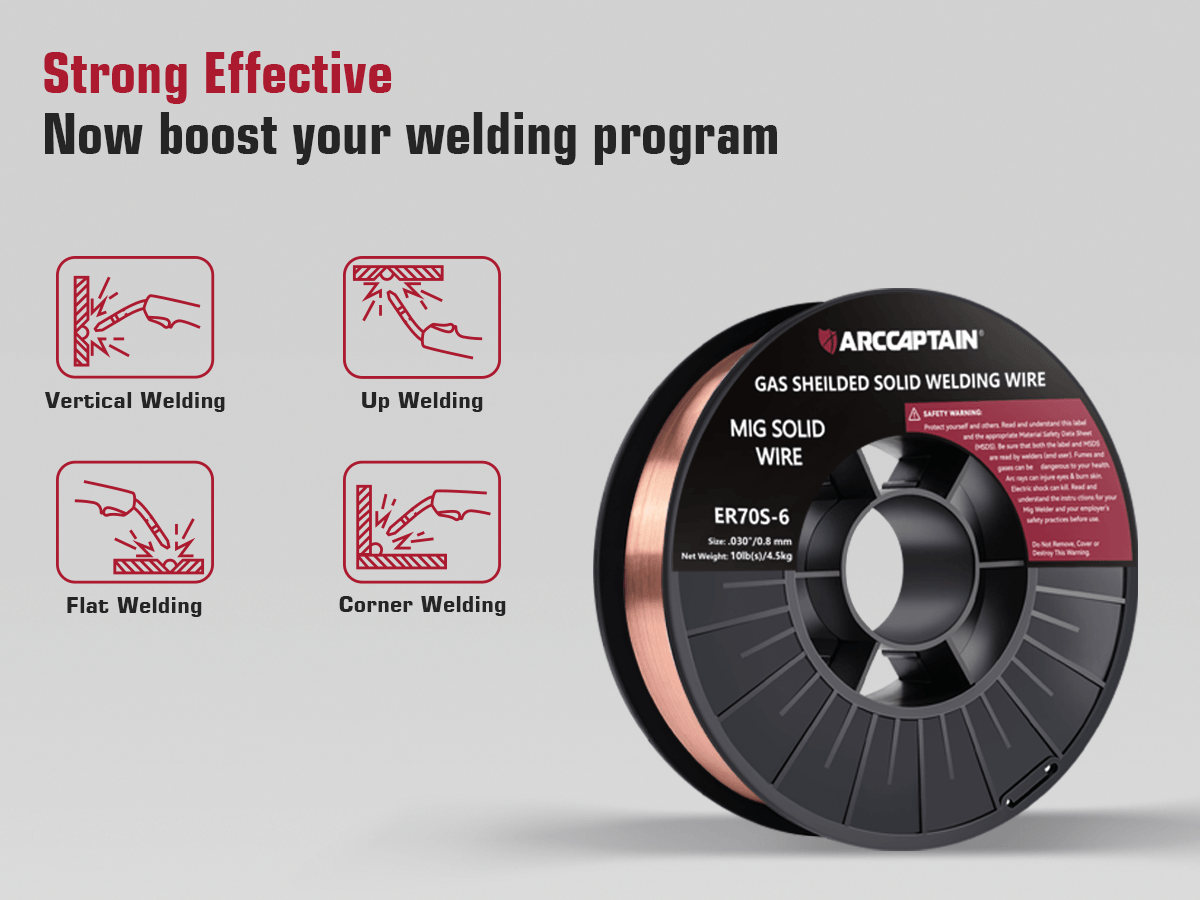 Arccaptain ER70S-6 Welding Solid Wire 10 Lbs Low Splatter Mig Wire