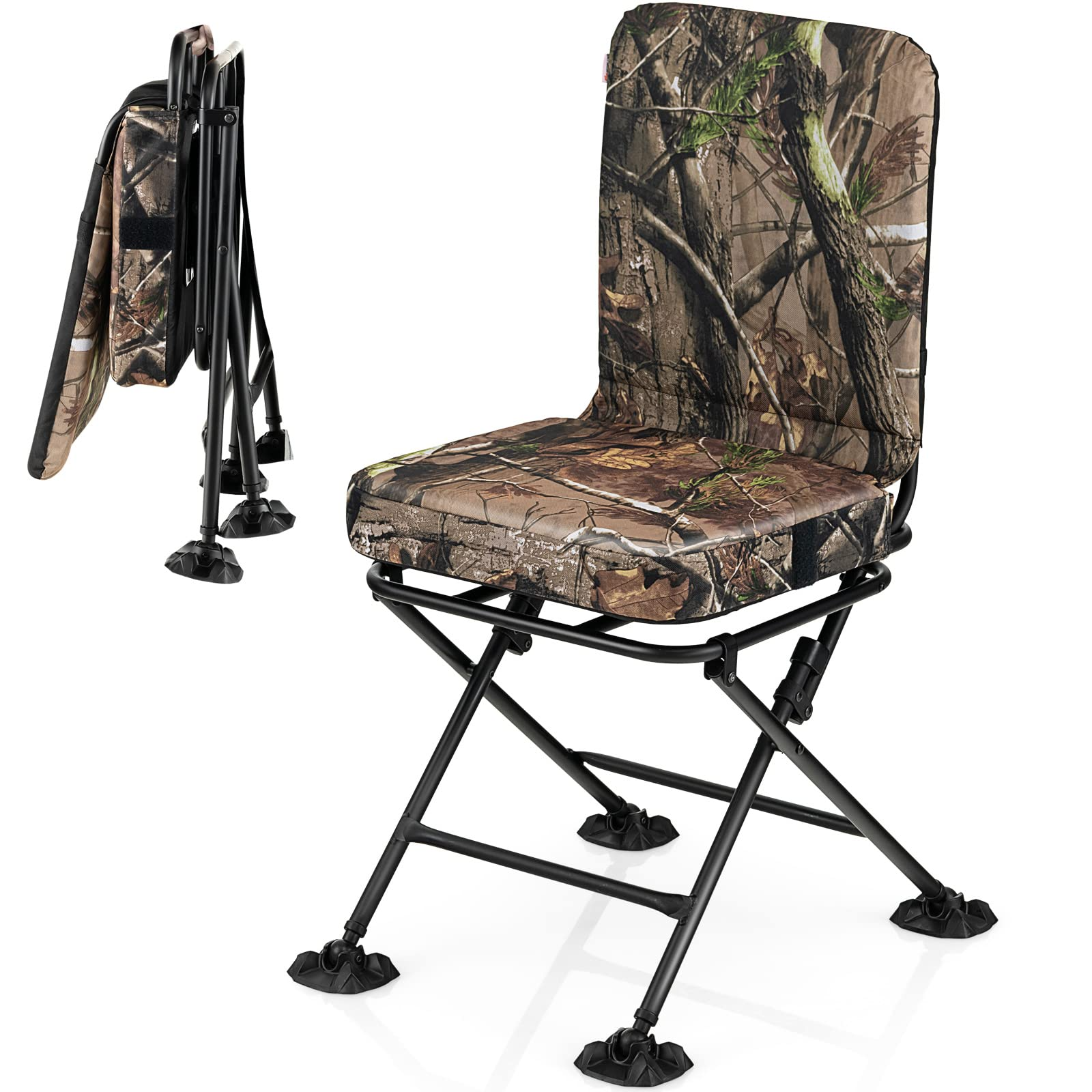 360 Degree Silent Swivel Blind Chair with 4 Adjustable Legs, Portable Folding Hunting Chairs for Blinds Fishing Camping