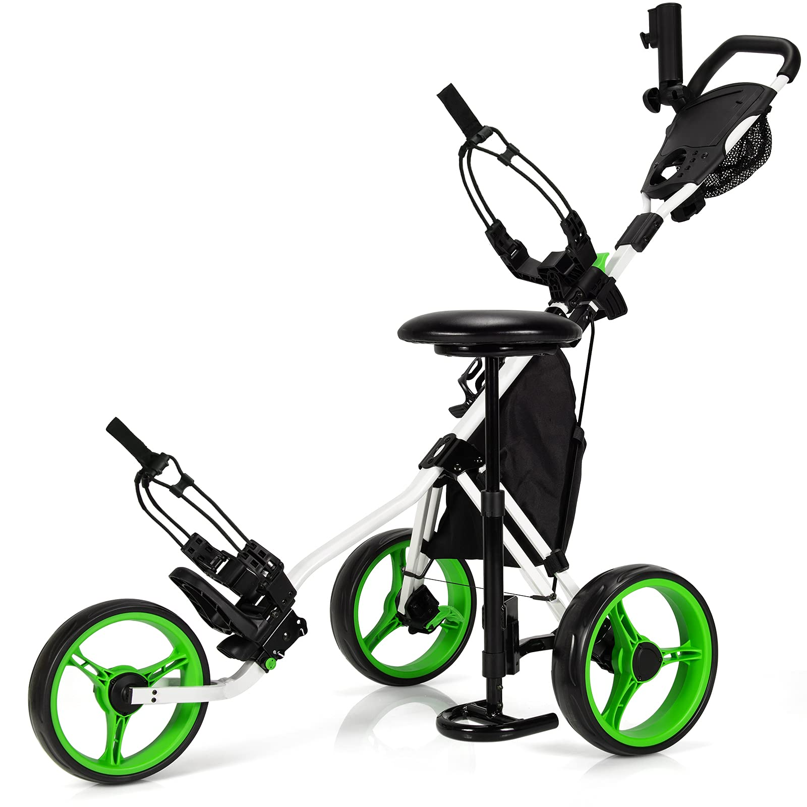  How True 2 Wheel Foldable Golf Push Cart Collapsible Golf  Trolley Push Pull Golf Cart(59 x 28 x 40) Golf Hand Cart 2 Wheel Kids Golf  cart Golf Bag cart Men's