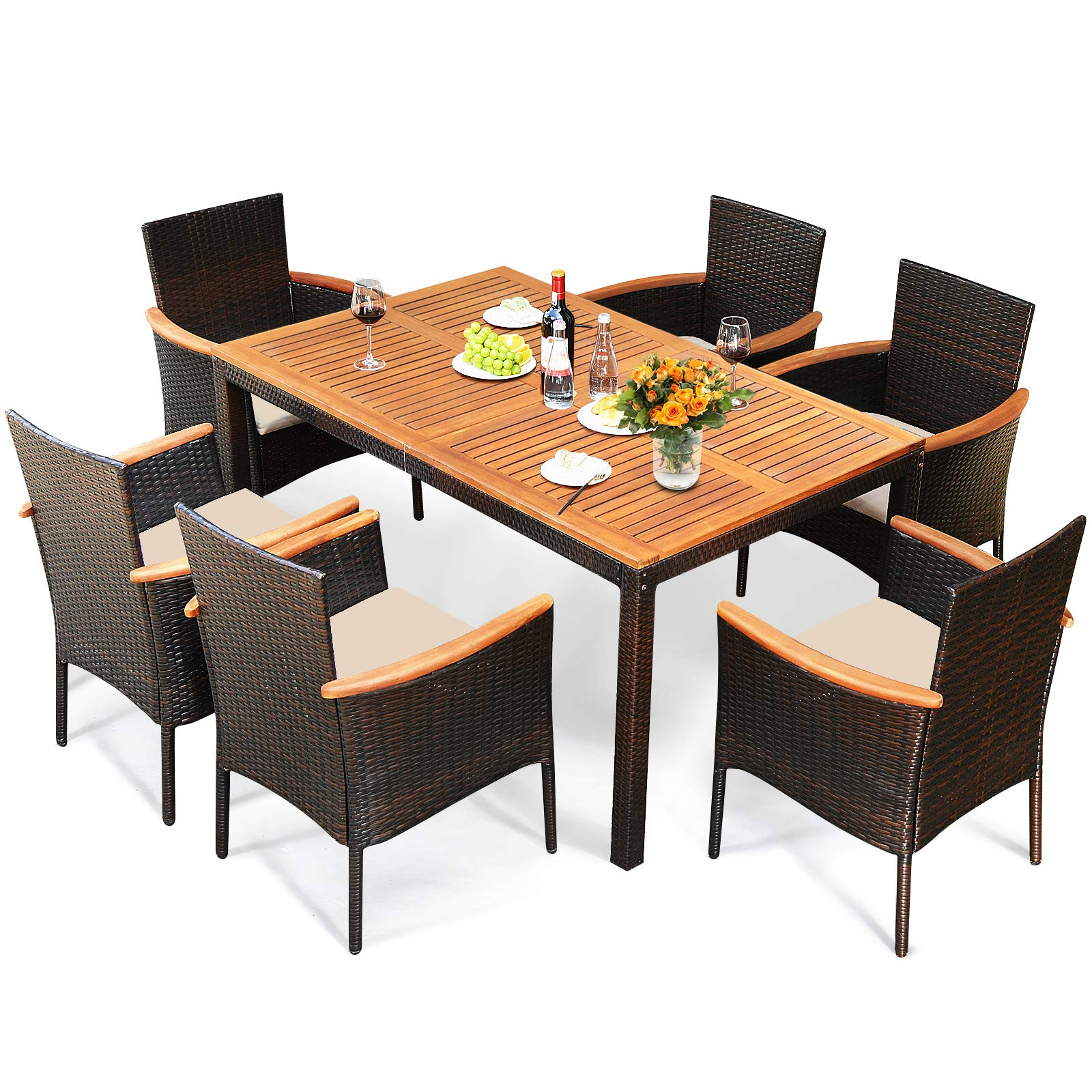 tangkula 7 pcs outdoor patio dining set