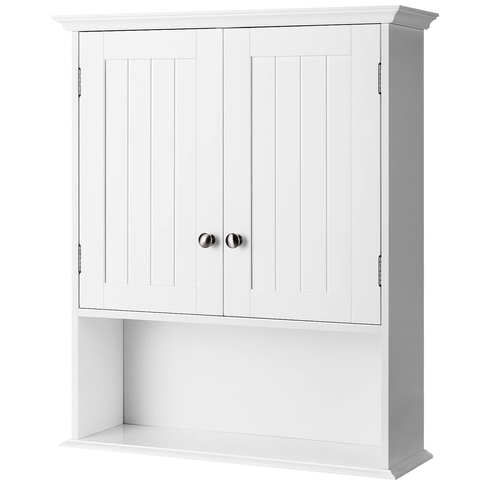 Tangkula Wall Mounted Bathroom Cabinet, 2 Doors Wooden Space Saving Me –  tangkula
