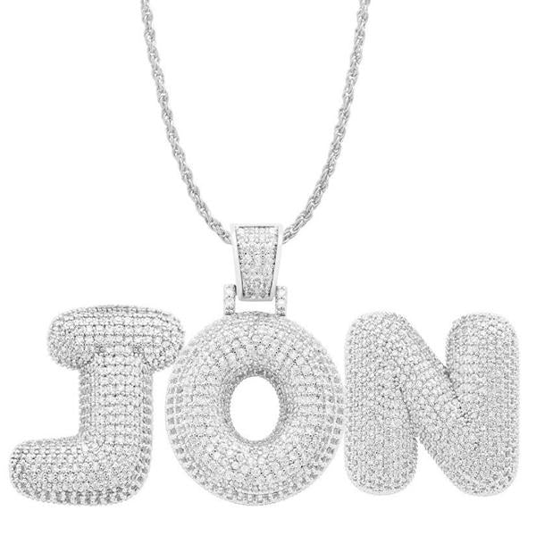 Custom Initial Pendant I- Iced out Bubble Letters