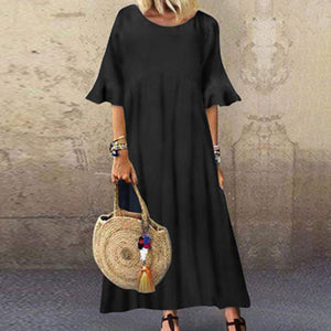 Black Loose Fitting Flutter Sleeve Maxi Dress – deuyo