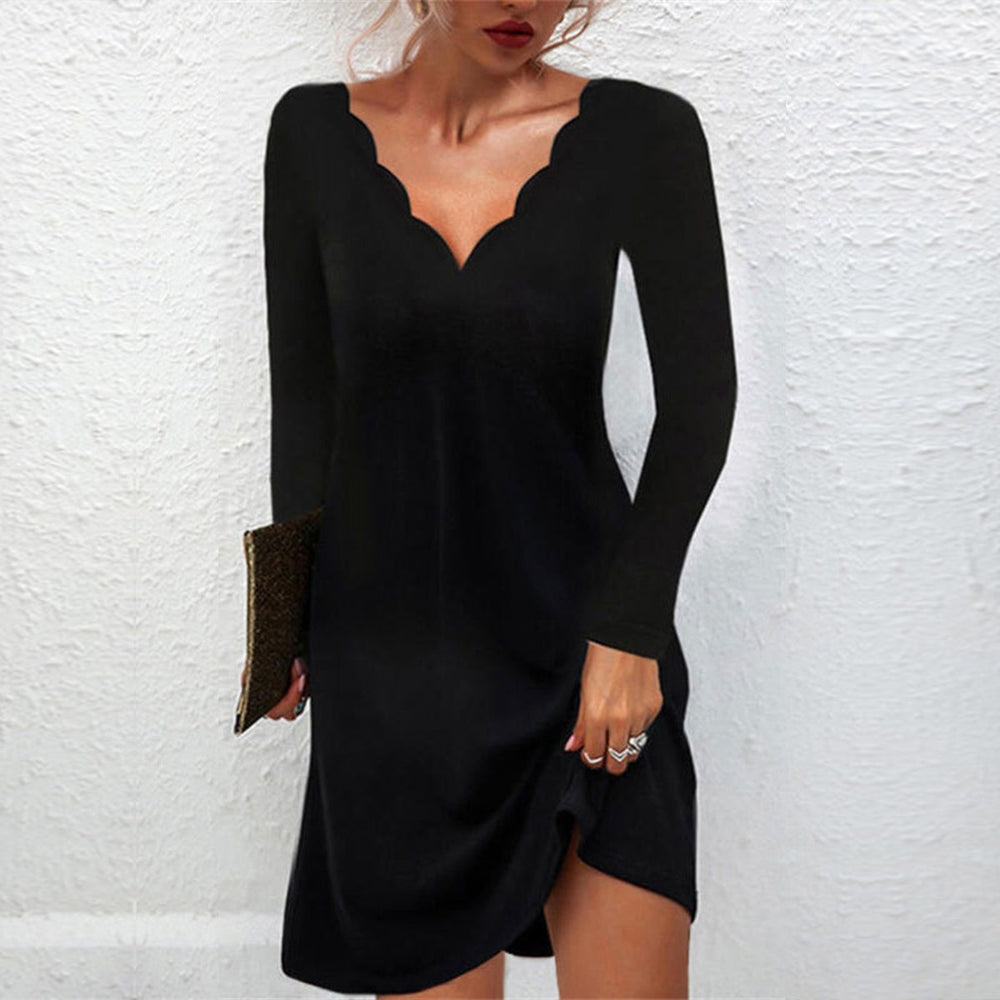 Classy Long Sleeve Plain Mini Dress – cayred
