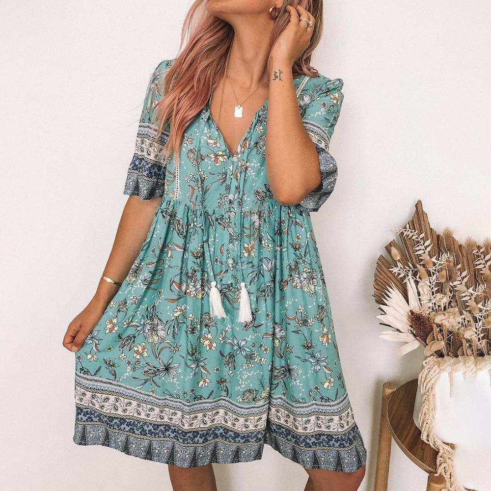 Find Your Roots Boho Short-Sleeve Dress – vyjak