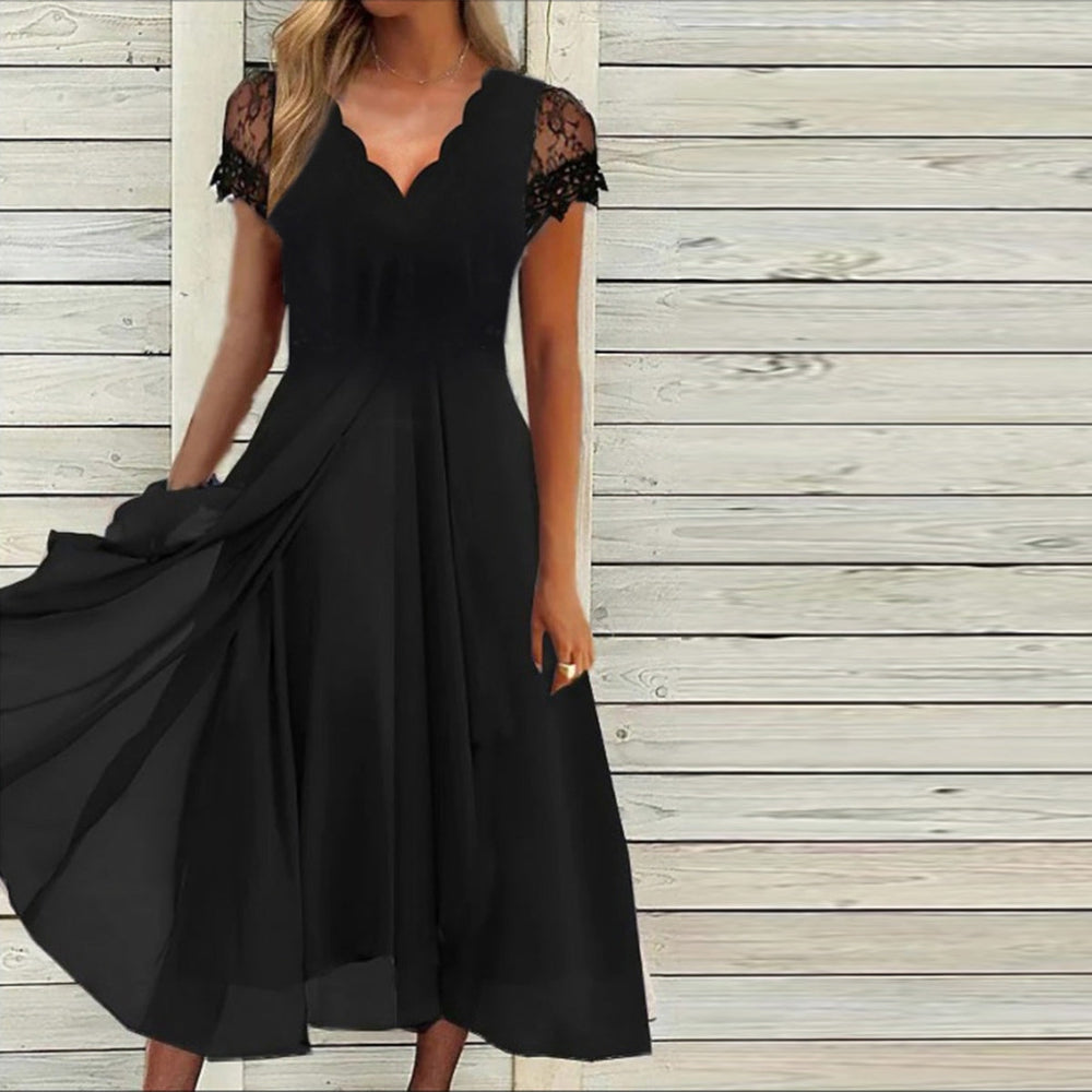 Popular Plain Black Midi Dress – cayred-new2