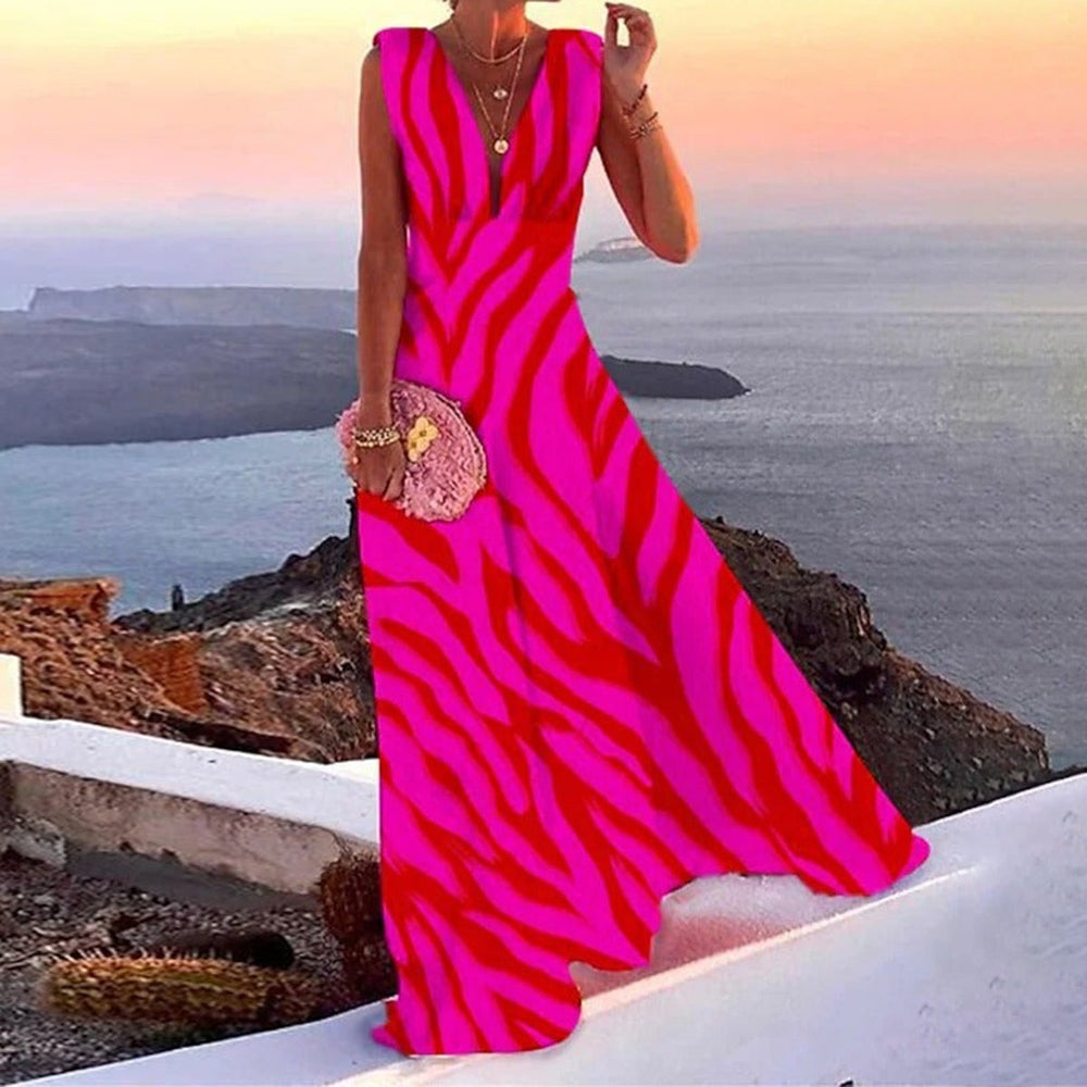 Magenta Red Zebra Print Sleeveless Maxi Dress – arnuz