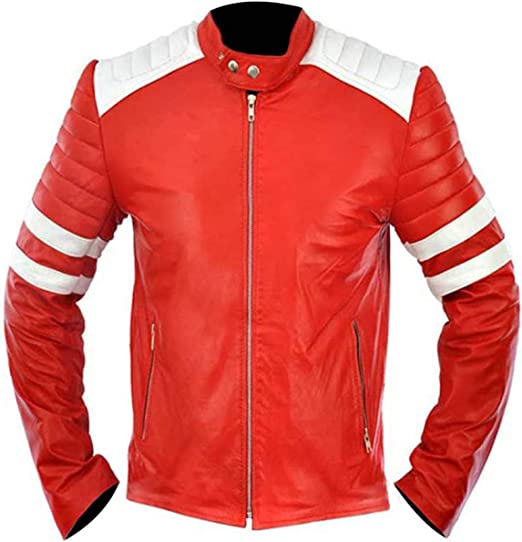 mens-white-stripes-biker-red-synthetic-leather-jacket