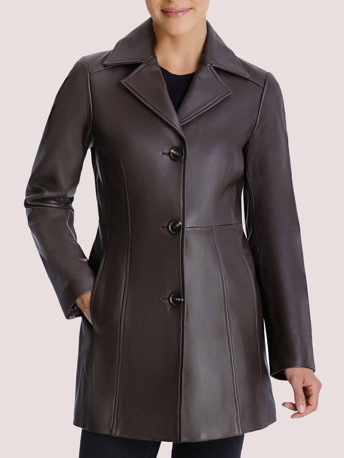 Stylish Womens Black Button Leather Coat | boneshia | Reviews on Judge.me