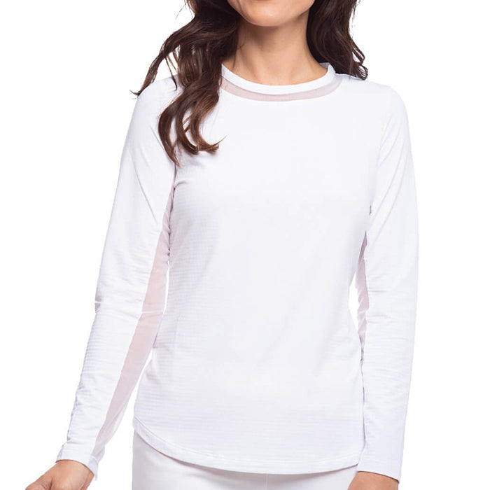 IBKUL Womens Long Sleeve Crew Solid Top - White - Island Trends product image