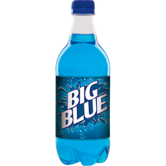 A bottle of Big Blue soda.