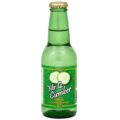 A bottle of cucumber soda.
