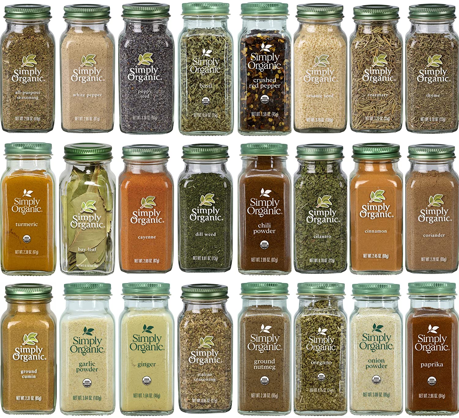 Simply Organic Seasoning And Herb Glass Jar Starter Kit 24 Pack Gi Louisiana Pantry 