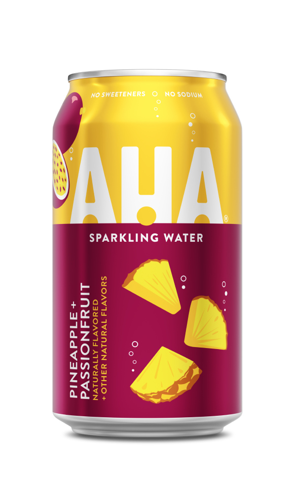 Aha Natural Sparkling Water Pineapple + Passionfruit 24 Pack 12 oz ...