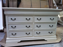 6-8 drawer sleigh style chest antique white