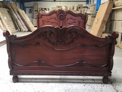 carved sleigh bed dark mahogany