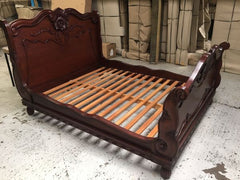 carved sleigh bed dark mahogany