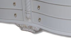antique white and gold leaf carved chest of drawers