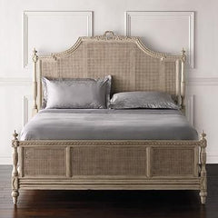 french cane rattan carved bed